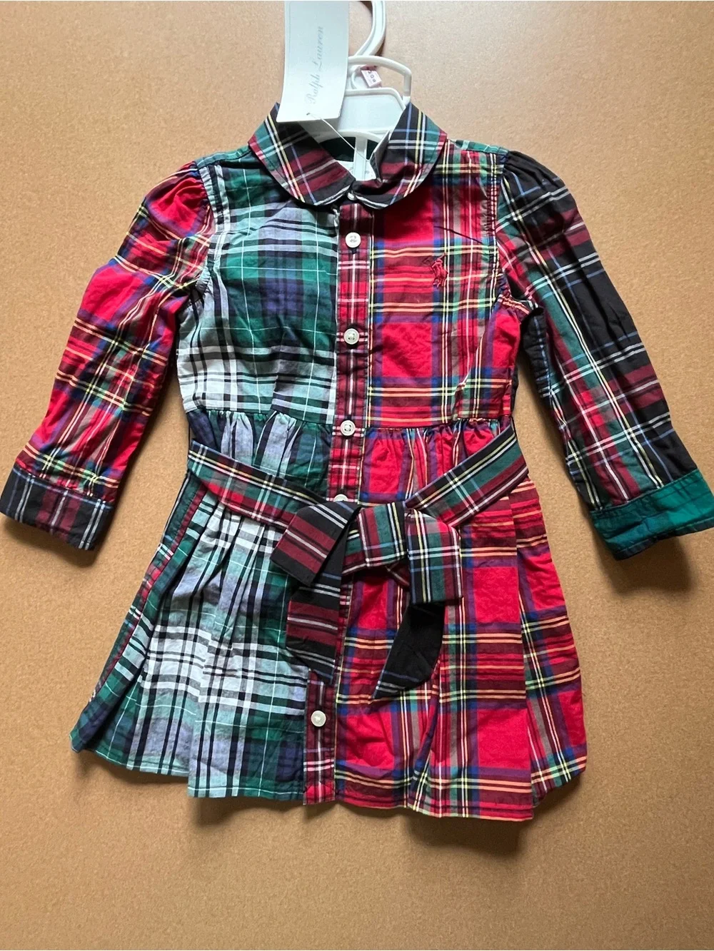 Ralph Lauren Baby Girl Cotton Plaid Dress with Bloomers Size 9 Months NWT